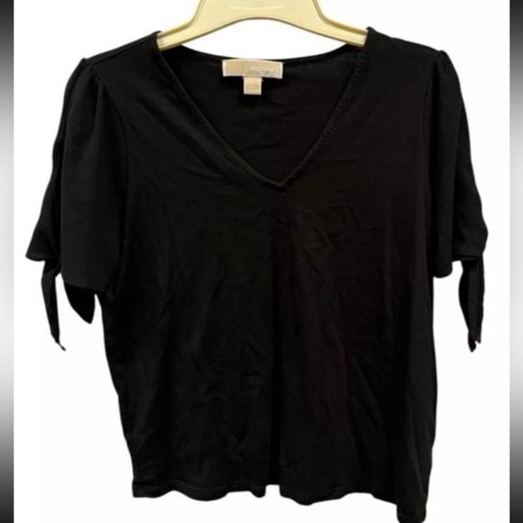 MICHAEL Michael Kors Basics Black Tie Sleeve Blouse Top Women’s Size Small - Picture 1 of 11